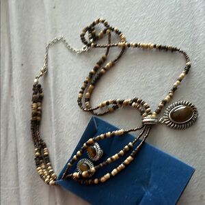 Elegant Beaded Necklace with Earrings Set